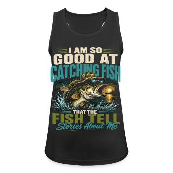 Legendärer Fischer-Humor Retro-Vintage-Fisch - Frauen Tank Top atmungsaktiv - Schwarz - Vorne - Zoe (177cm)