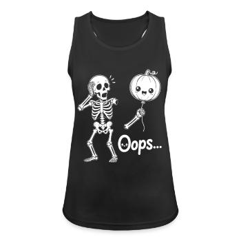 Skeleton Holding Balloon pumpkin Halloween - Frauen Tank Top atmungsaktiv - Schwarz - Vorne - Zoe (177cm)