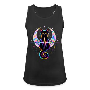 Minimalist Cat Heartbeat - Frauen Tank Top atmungsaktiv - Schwarz - Vorne - Zoe (177cm)