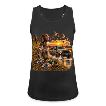 Vintage Hunting Truck Duck Hunting Dog Rustic Outd - Frauen Tank Top atmungsaktiv - Schwarz - Vorne - Zoe (177cm)