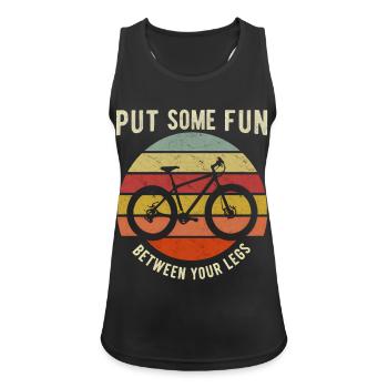 Put Some Fun Between Your Legs - Cycling - Frauen Tank Top atmungsaktiv - Schwarz - Vorne - Zoe (177cm)
