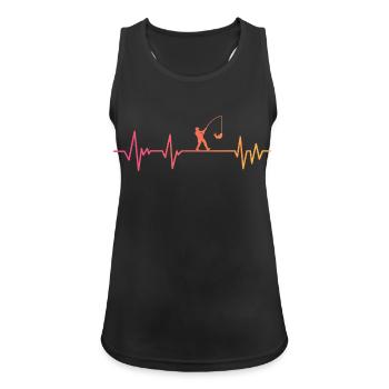 Angeln Sonnenuntergangs-Fischerherzschlag - Frauen Tank Top atmungsaktiv - Schwarz - Vorne - Zoe (177cm)