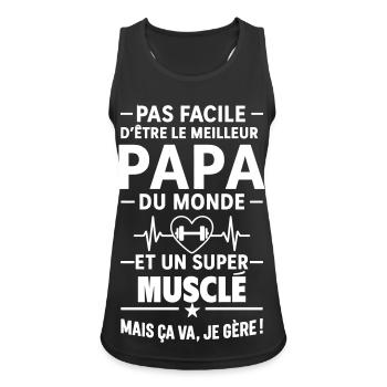 Herz + Bodybuilding – Super Papa Muskuläres Bodybuilding - Frauen Tank Top atmungsaktiv - Schwarz - Vorne - Zoe (177cm)