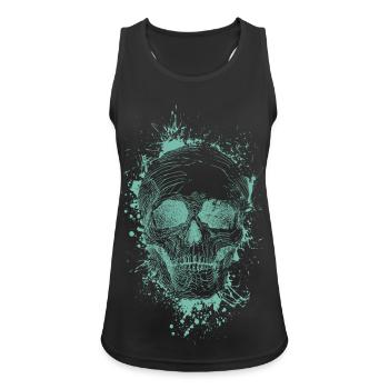 Schädel - Frauen Tank Top atmungsaktiv - Schwarz - Vorne - Zoe (177cm)
