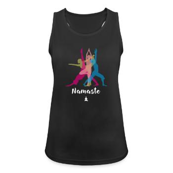 yoga namaste spirituell sport frau om meditation - Frauen Tank Top atmungsaktiv - Schwarz - Vorne - Zoe (177cm)
