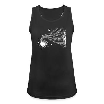 Schwebende Partitur-Sinfonie - Frauen Tank Top atmungsaktiv - Schwarz - Vorne - Zoe (177cm)