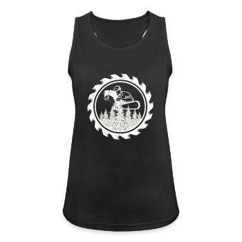 Kettensäge im Wald Badge - Frauen Tank Top atmungsaktiv - Schwarz - Vorne - Zoe (177cm)