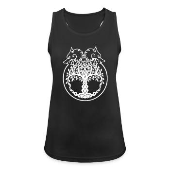 Wolfsbaum Knotenkunst - Frauen Tank Top atmungsaktiv - Schwarz - Vorne - Zoe (177cm)
