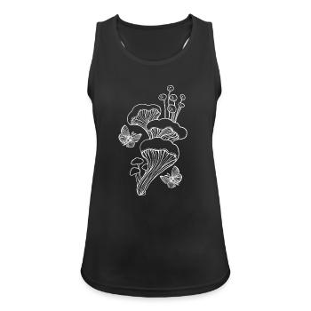 Pilzlinienkunst - Frauen Tank Top atmungsaktiv - Schwarz - Vorne - Zoe (177cm)