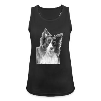 Border Collie Nr. 3 - Frauen Tank Top atmungsaktiv - Schwarz - Vorne - Zoe (177cm)