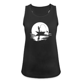 Angler im Boot bei Sonnenuntergang - Frauen Tank Top atmungsaktiv - Schwarz - Vorne - Zoe (177cm)