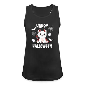 Katze Happy Halloween Teufel Kostüm - Frauen Tank Top atmungsaktiv - Schwarz - Vorne - Zoe (177cm)