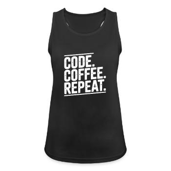 Code Kaffee-Wiederholung - Frauen Tank Top atmungsaktiv - Schwarz - Vorne - Zoe (177cm)