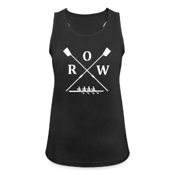 gekreuzte Ruderblätter - Ruderskulls ROW Vierer - Frauen Tank Top atmungsaktiv - Schwarz - Vorne - Zoe (177cm)