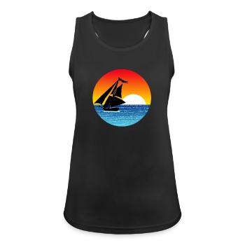 Segelboot bei Sonnenuntergang - Frauen Tank Top atmungsaktiv - Schwarz - Vorne - Zoe (177cm)