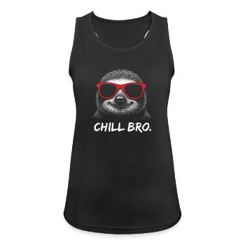CHILL BRO – Lustiges Faultier mit Sonnenbrille - Frauen Tank Top atmungsaktiv - Schwarz - Vorne - Zoe (177cm)