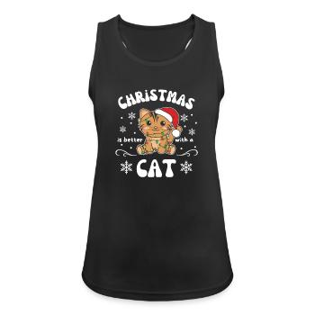 Weihnachten ist besser mit einer Katze - Frauen Tank Top atmungsaktiv - Schwarz - Vorne - Zoe (177cm)