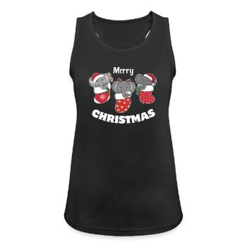  Süße Elefanten in Weihnachtssocke zu Weihnachten - Frauen Tank Top atmungsaktiv - Schwarz - Vorne - Zoe (177cm)