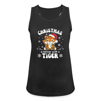 Weihnachten ist besser mit einem Tiger - Frauen Tank Top atmungsaktiv - Schwarz - Vorne - Zoe (177cm)