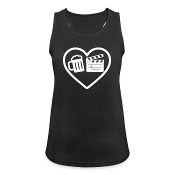 Herzbier-Kino-Humor - Frauen Tank Top atmungsaktiv - Schwarz - Vorne - Zoe (177cm)