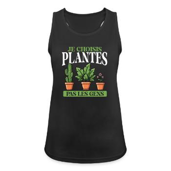  Je Choisis Plantes Pas Humains Lustiger - Frauen Tank Top atmungsaktiv - Schwarz - Vorne - Zoe (177cm)