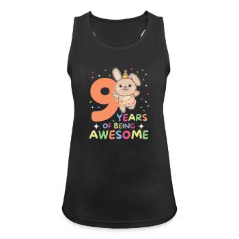 Hase zum 9. Geburtstag Kinder neun Jahre alt - Frauen Tank Top atmungsaktiv - Schwarz - Vorne - Zoe (177cm)