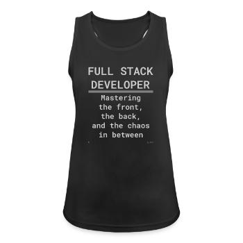 Full Stack Develo: Front, Back und Chaos - Frauen Tank Top atmungsaktiv - Schwarz - Vorne - Zoe (177cm)