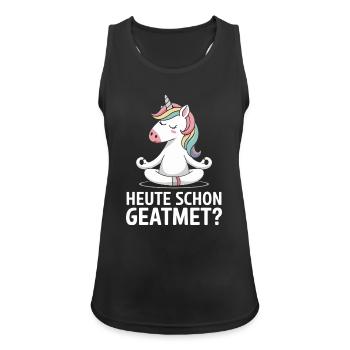  Heute Schon Geatmet Einhorn Yoga Meditation - Frauen Tank Top atmungsaktiv - Schwarz - Vorne - Zoe (177cm)