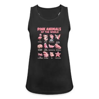 Rosa Tiere Der Welt Kawaii Wildtierkarte - Frauen Tank Top atmungsaktiv - Schwarz - Vorne - Zoe (177cm)