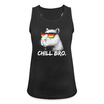 CHILL BRO – Lustiges Capybara mit Sonnenbrille - Frauen Tank Top atmungsaktiv - Schwarz - Vorne - Zoe (177cm)
