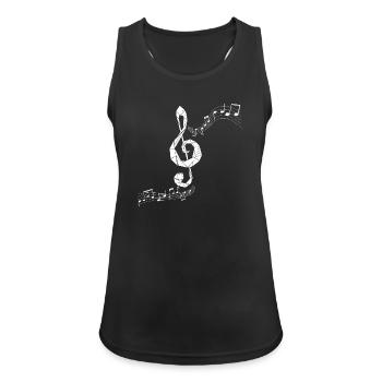 Schwebender Notenschlüssel - Frauen Tank Top atmungsaktiv - Schwarz - Vorne - Zoe (177cm)