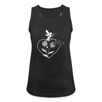 Schmetterlingdesign Pusteblumen Wiese Herzen Feen - Frauen Tank Top atmungsaktiv - Schwarz - Vorne - Zoe (177cm)