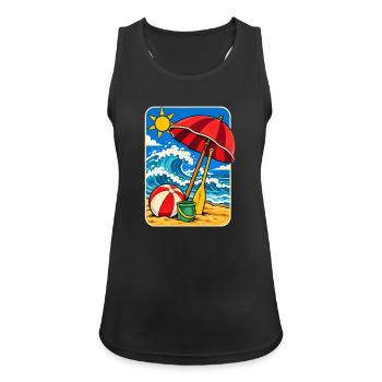 Retro Sunny Beach Day Illustration - Frauen Tank Top atmungsaktiv - Schwarz - Vorne - Zoe (177cm)