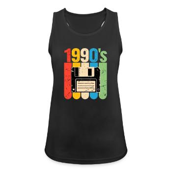 1990er Retro Computer Nostalgie mit Diskette - Frauen Tank Top atmungsaktiv - Schwarz - Vorne - Zoe (177cm)