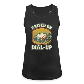 Aufgewachsen mit dem Einwahl-Retro-Modem aus den 90ern - Frauen Tank Top atmungsaktiv - Schwarz - Vorne - Zoe (177cm)