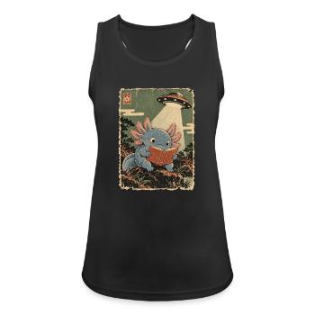 Vintage Japanese Axolotl Buchliebhaber UFO Alien - Frauen Tank Top atmungsaktiv - Schwarz - Vorne - Zoe (177cm)