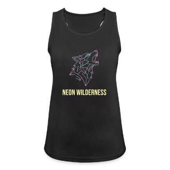 Wolf Neon Wilderness - Frauen Tank Top atmungsaktiv - Schwarz - Vorne - Zoe (177cm)