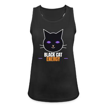 Black Cat Energy Funny Halloween Cat - Frauen Tank Top atmungsaktiv - Schwarz - Vorne - Zoe (177cm)