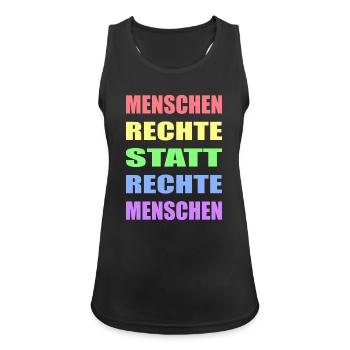 Menschenrechte statt rechte Menschen Links Antifa - Frauen Tank Top atmungsaktiv - Schwarz - Vorne - Zoe (177cm)