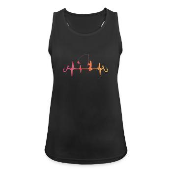 Angeln Sunset Heartbeat Angler Angelrute - Frauen Tank Top atmungsaktiv - Schwarz - Vorne - Zoe (177cm)