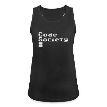 Code Society - Frauen Tank Top atmungsaktiv - Schwarz - Vorne - Zoe (177cm)