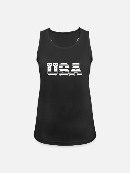 USA Blockschrift Retro Patriotisch - Frauen Tank Top atmungsaktiv - Schwarz