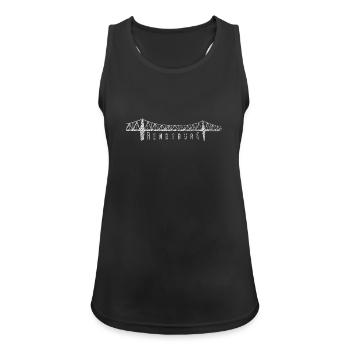 Rendsburger Hochbrücke – Urban Sketch Design - Frauen Tank Top atmungsaktiv - Schwarz - Vorne - Zoe (177cm)