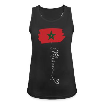 Marokko Flagge Rot Grün Pentagramm Emblem - Frauen Tank Top atmungsaktiv - Schwarz - Vorne - Zoe (177cm)