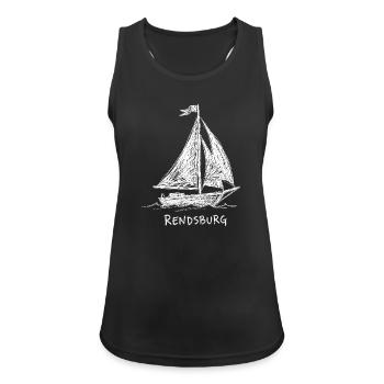Rendsburg Segelboot – Skizzen-Design im Maritimen  - Frauen Tank Top atmungsaktiv - Schwarz - Vorne - Zoe (177cm)
