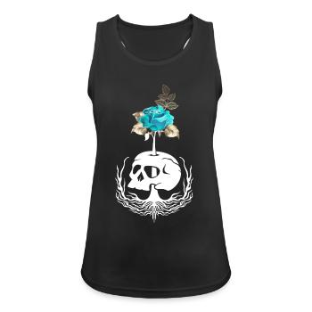 Gothic Wicca Goth Okkult Skullmystic Blumen - Frauen Tank Top atmungsaktiv - Schwarz - Vorne - Zoe (177cm)