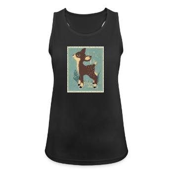 Reh im Retrowald - Frauen Tank Top atmungsaktiv - Schwarz - Vorne - Zoe (177cm)