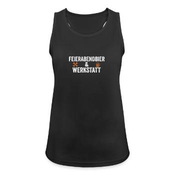 Feierabendbier & Werkstatt – Handwerker T-Shirt - Frauen Tank Top atmungsaktiv - Schwarz - Vorne - Zoe (177cm)