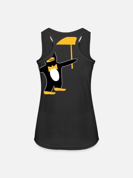 Pingouin avec parapluie dans les couleurs de votre choix - Débardeur respirant Femme - noir