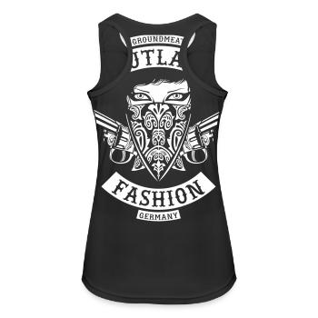 Bandana Outlaw Girl - Frauen Tank Top atmungsaktiv - Schwarz - Hinten - Zoe (177cm)